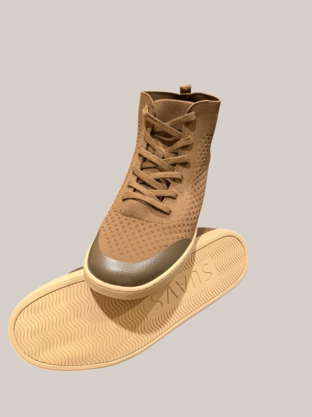 Suavs Men’s Tan Knit High-Top Sneaker